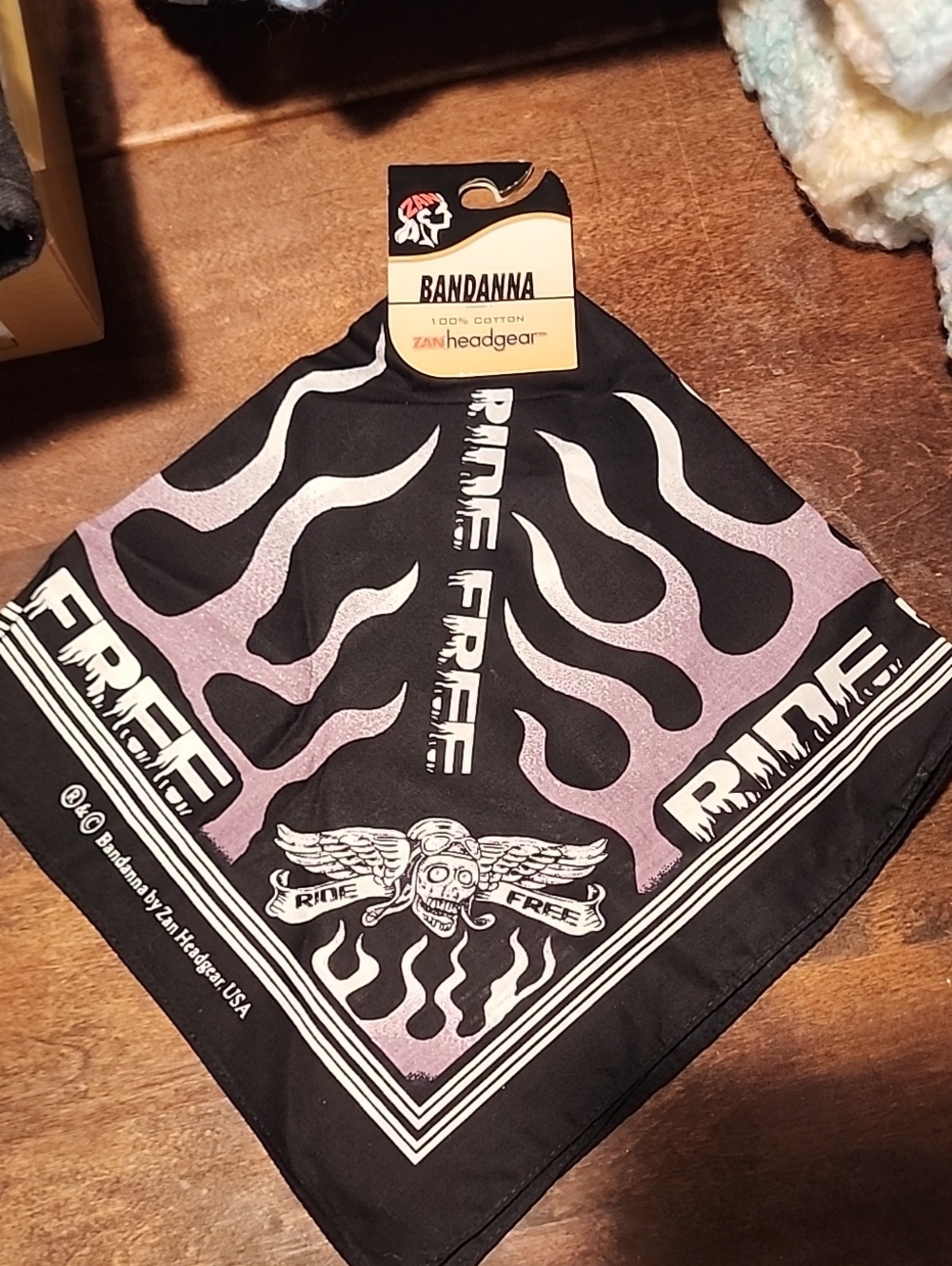 Zan Headgear "Ride Free" Black & Purple Flame Bandana